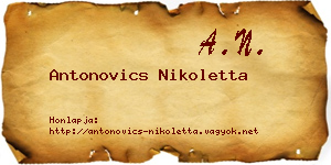 Antonovics Nikoletta névjegykártya